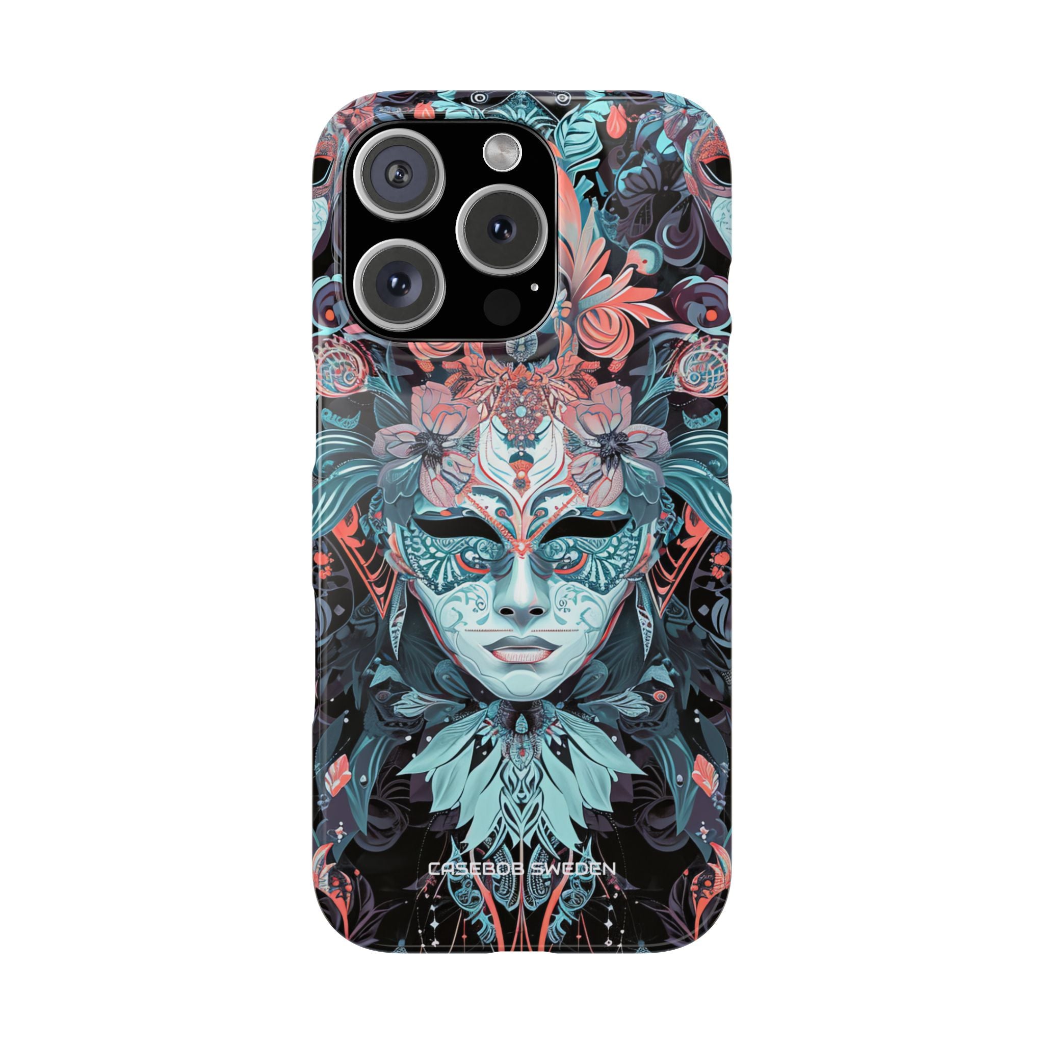 Mystic Teal Coral Mask - Slim iPhone 16 Phone Case