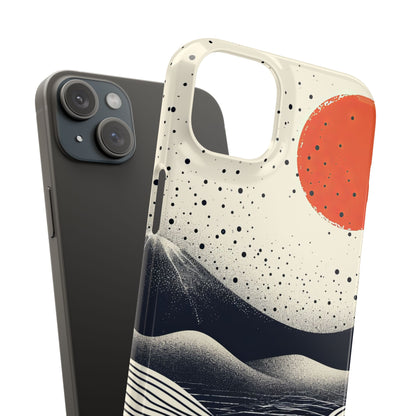 Red Sun Over Flowing Horizons iPhone 15 - Slim Phone Case