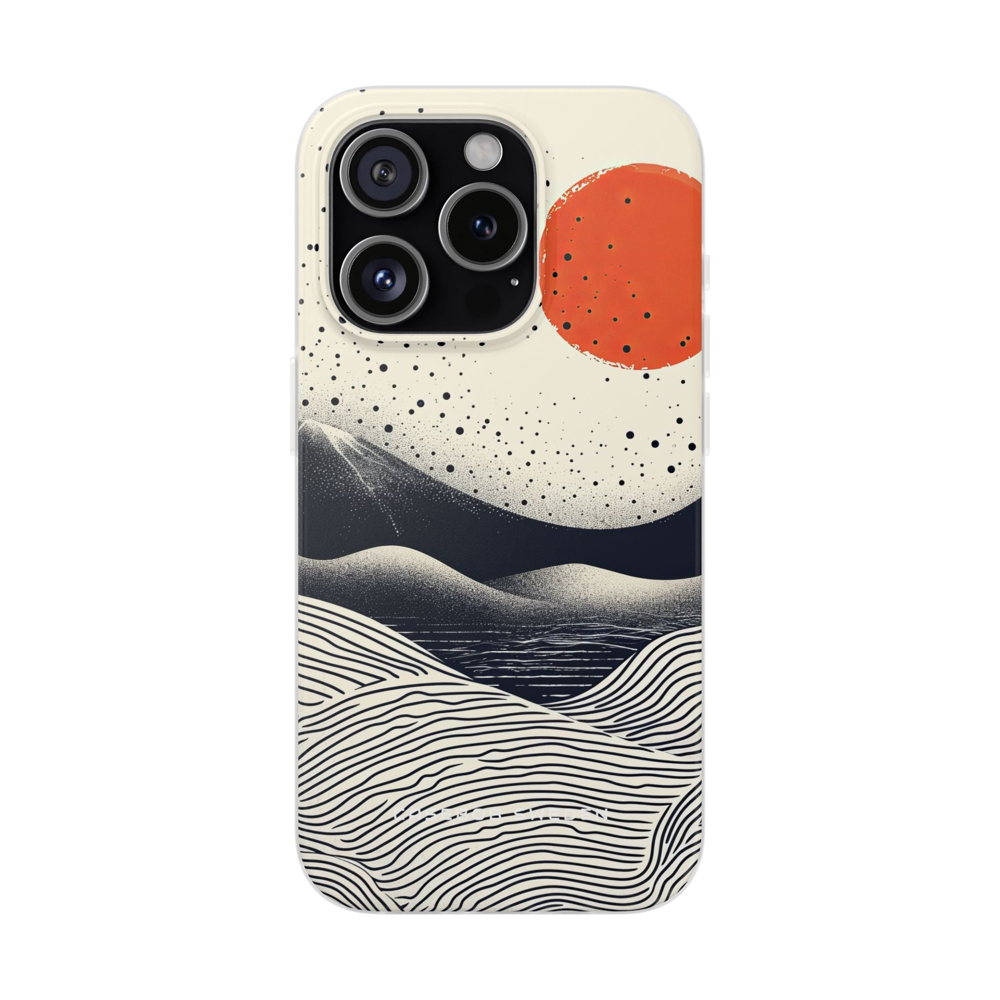 Red Sun Over Flowing Horizons iPhone 15 - Flexi Phone Case