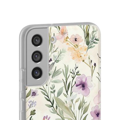 Soft Green Lavender Floral Pattern - Flexi Samsung S22 Phone Case