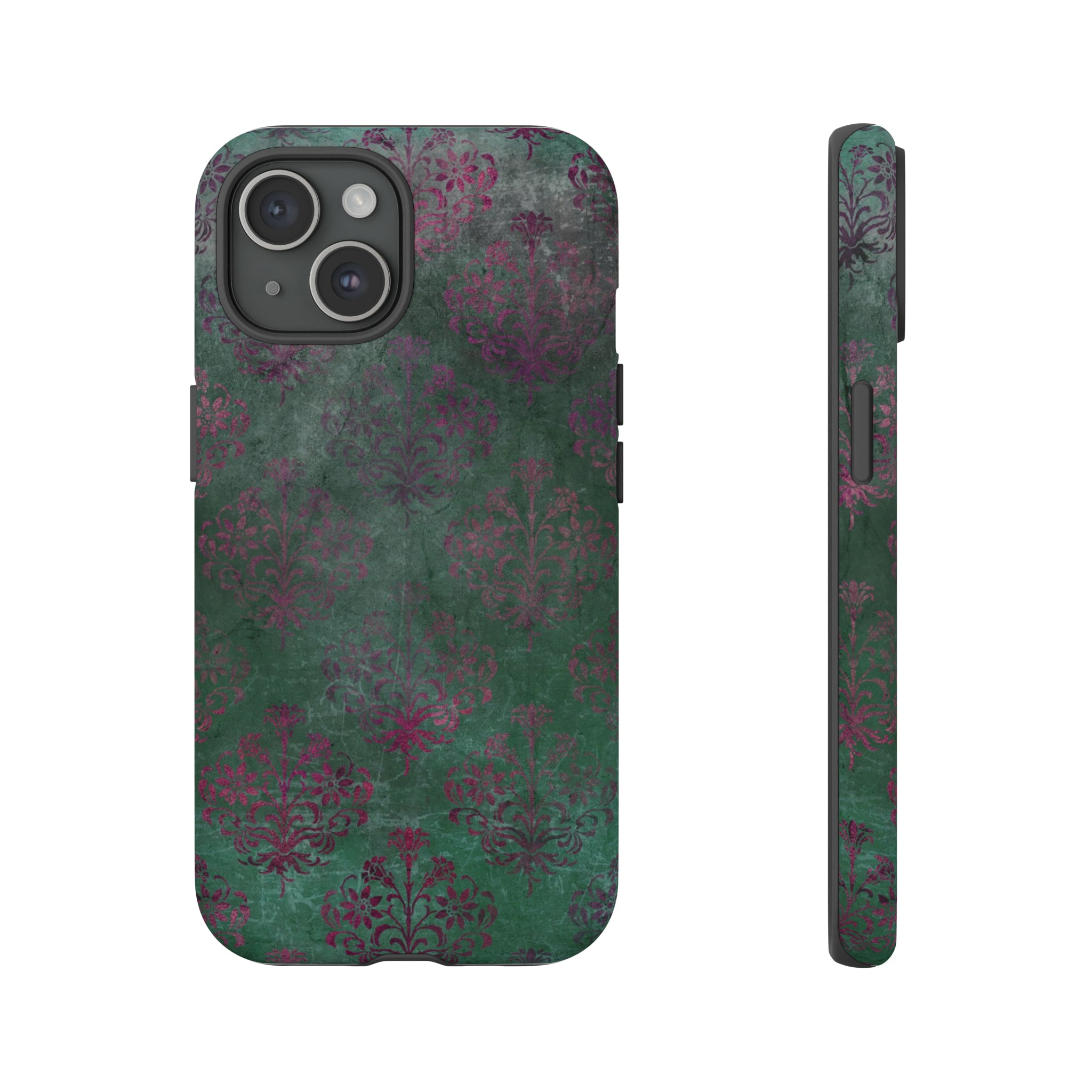 Green Damask Gothic Flower - Protective Phone Case