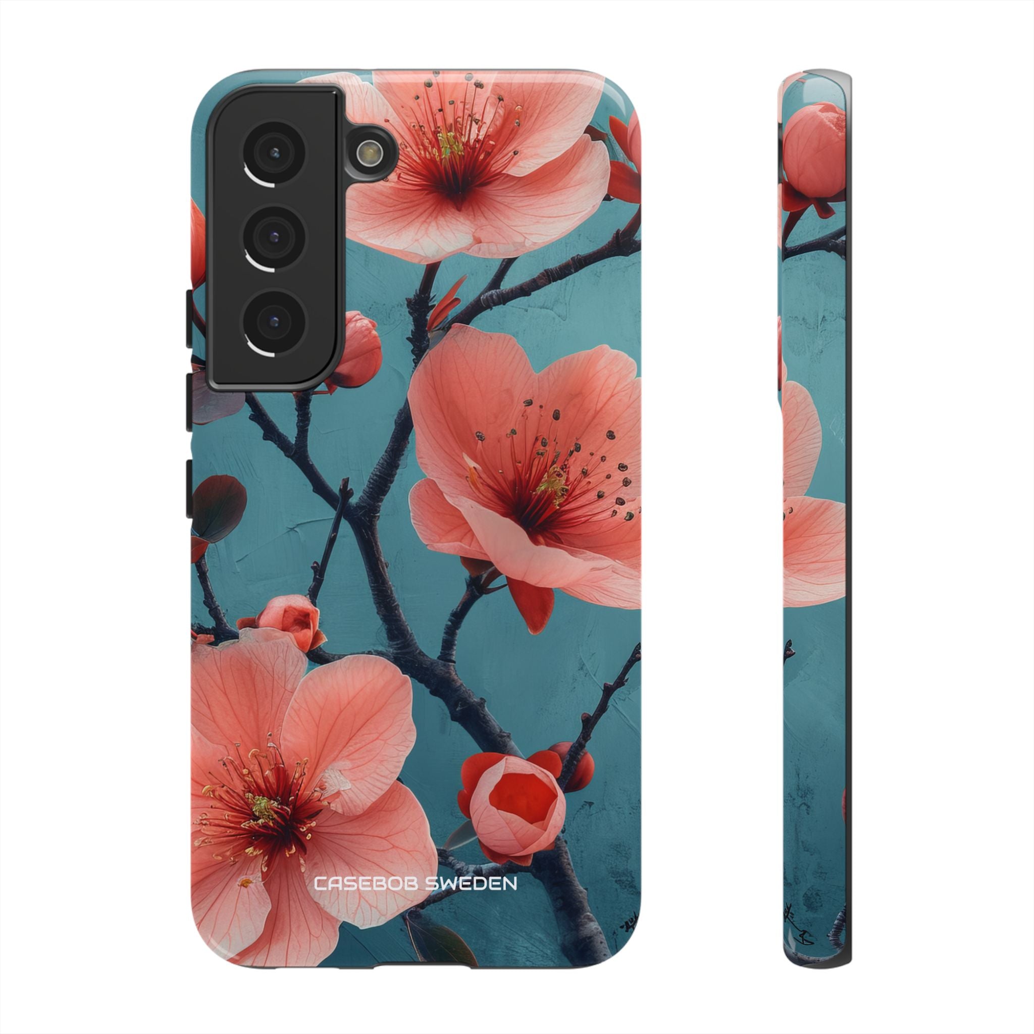 Teal Coral Blossom - Tough Samsung S22 Phone Case