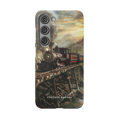 Vintage Steam Train Crossing Mountain Bridge Samsung S23 - Slim Phone Case