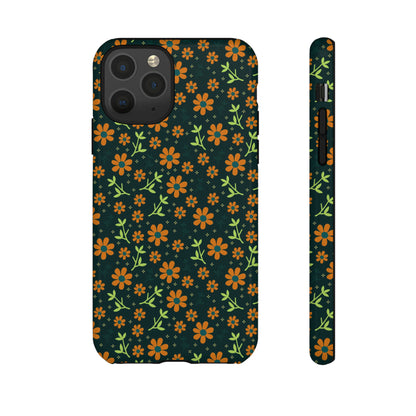 Green Flower Pattern - Protective Phone Case