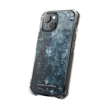 Weathered Blue Tapestry with Cracked Layers iPhone 15 - Clear Impact Phone Case