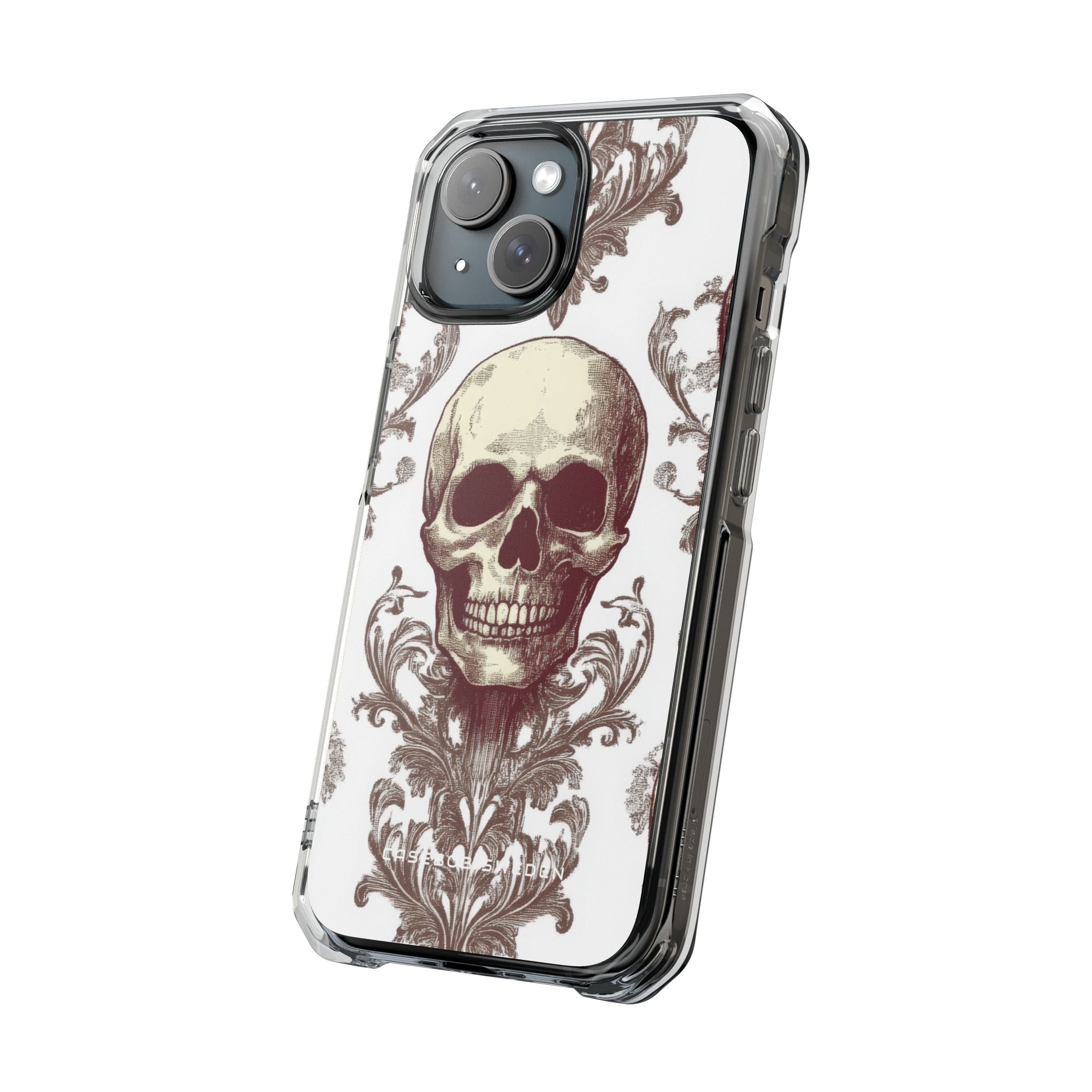 Gothic Skulls and Ornate Foliage iPhone 15 - Clear Impact Phone Case