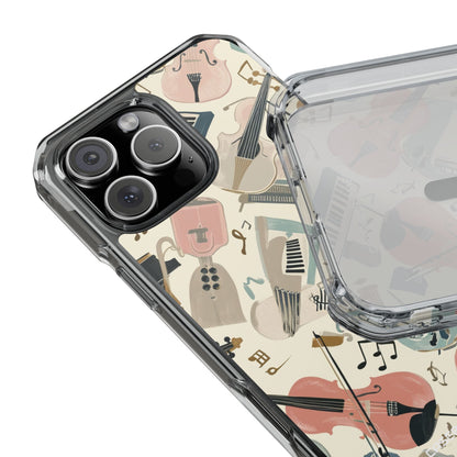 Beige Musical Instruments Pattern - Clear Impact iPhone 16 Phone Case