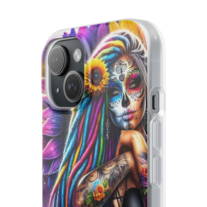 Sunflower Skull Glow iPhone 15 Case - Soft