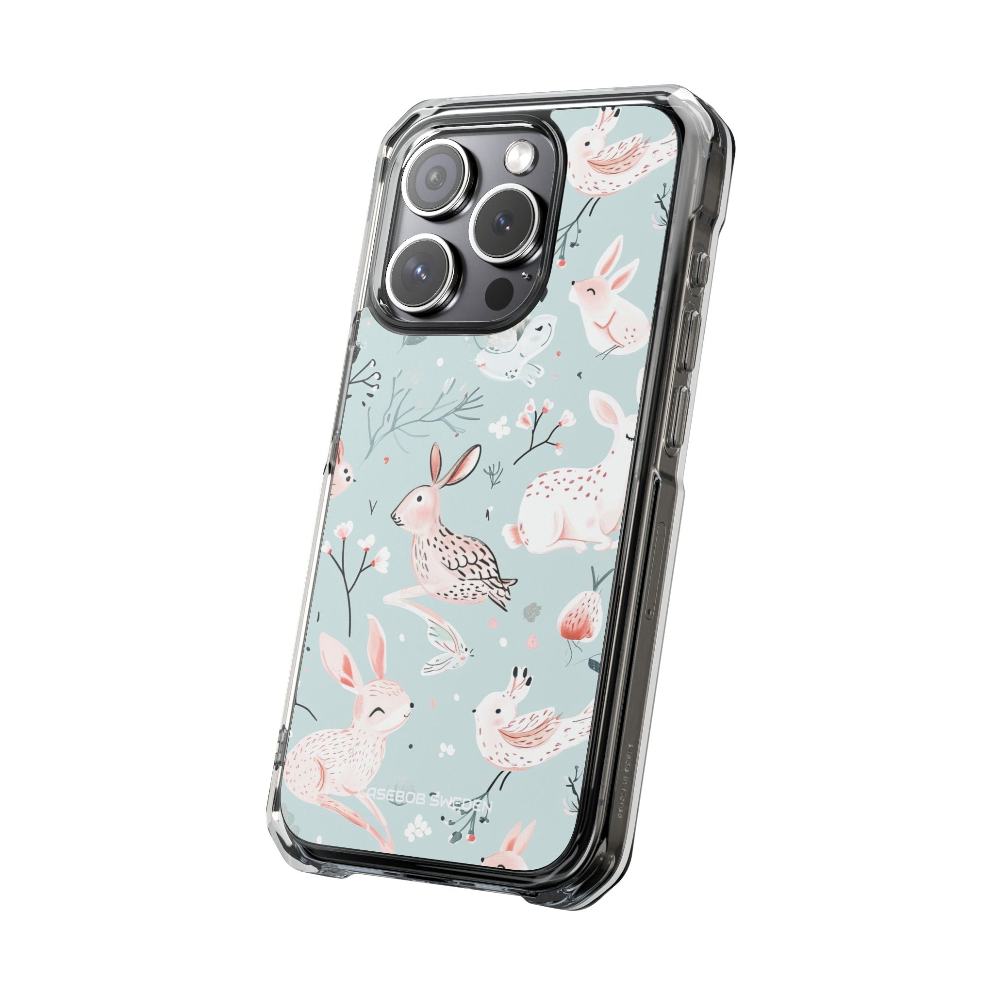 Whimsical Bunny Blossom - Clear Impact iPhone 15 Phone Case