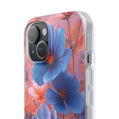 Harmonious Blooming Blues and Pinks iPhone 15 - Flexi Phone Case