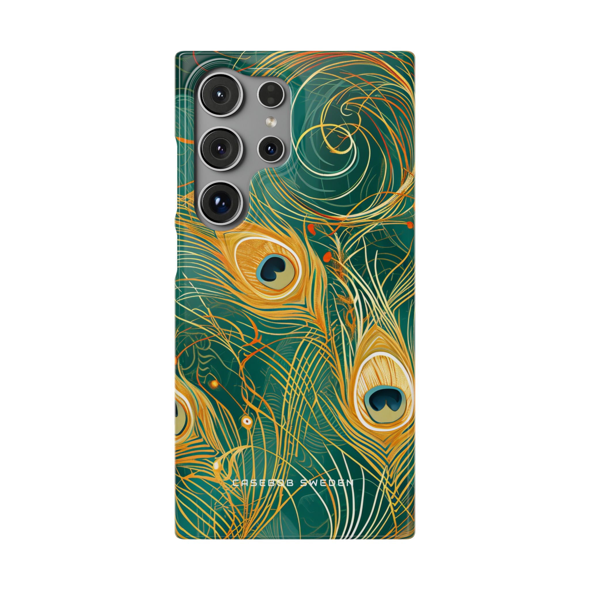 Peacock Elegance in Teal and Gold Samsung S24 - Slim Phone Case