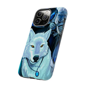 Elf with white wolf - Protective Phone Case