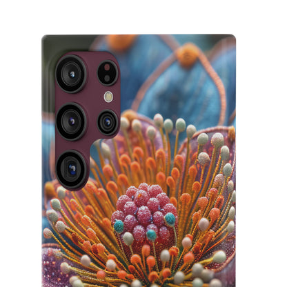 Blue-Orange Floral Swirl - Slim Samsung S22 Phone Case