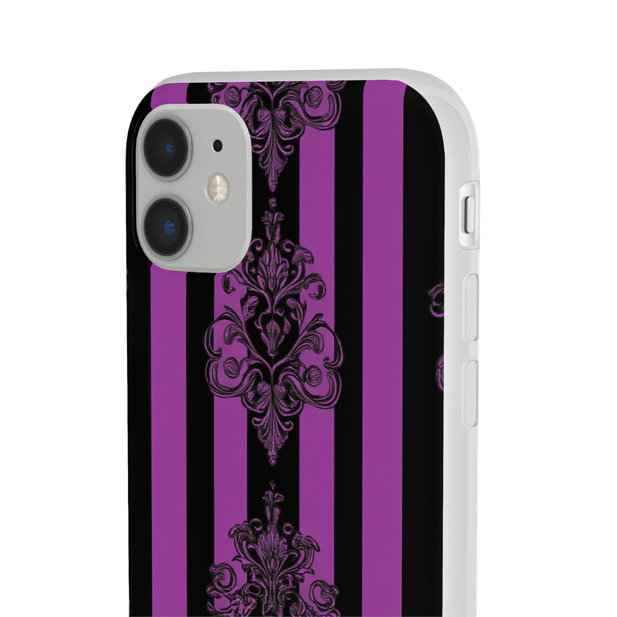 Gothic Elegance with Vertical Stripes and Ornamental Motifs iPhone 11 - Flexi Phone Case