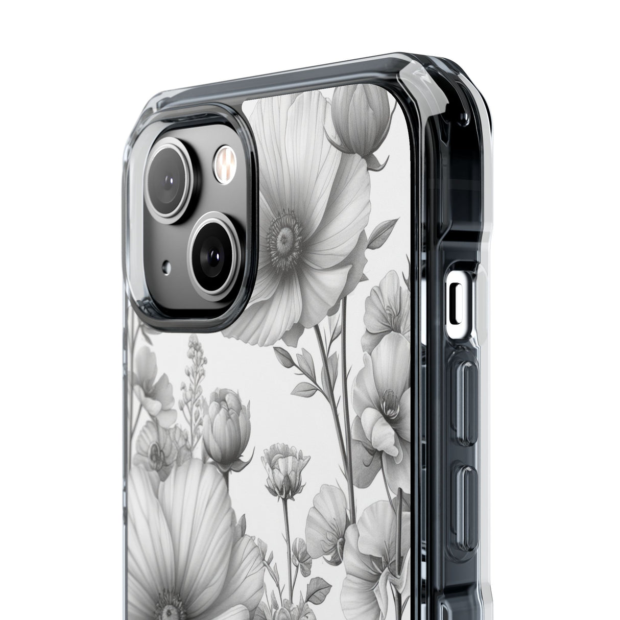 Monochrome Flora - Phone Case for iPhone (Clear Impact - Magnetic)