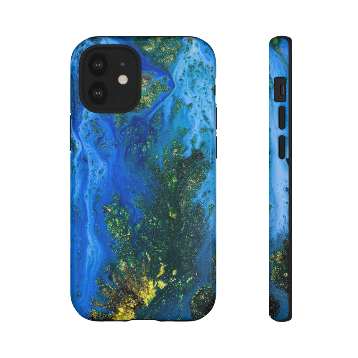 Blue Globe Ink Art iPhone Case (Protective) iPhone 12 Mini Glossy Phone Case