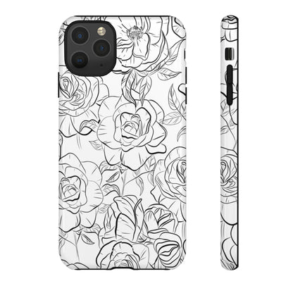 Intricate Rose Sketches - iPhone Case