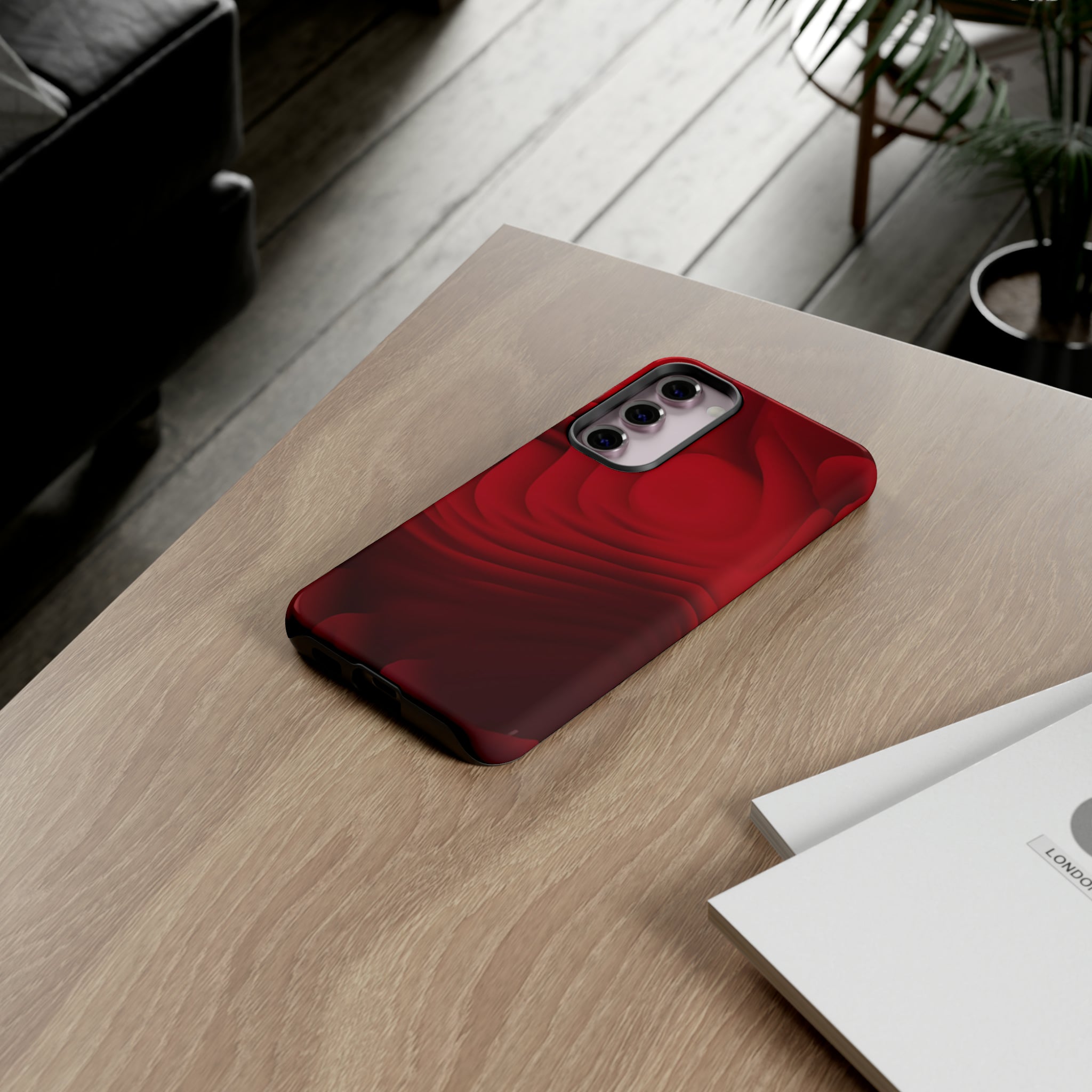 Red Center Waves - Protective Phone Case