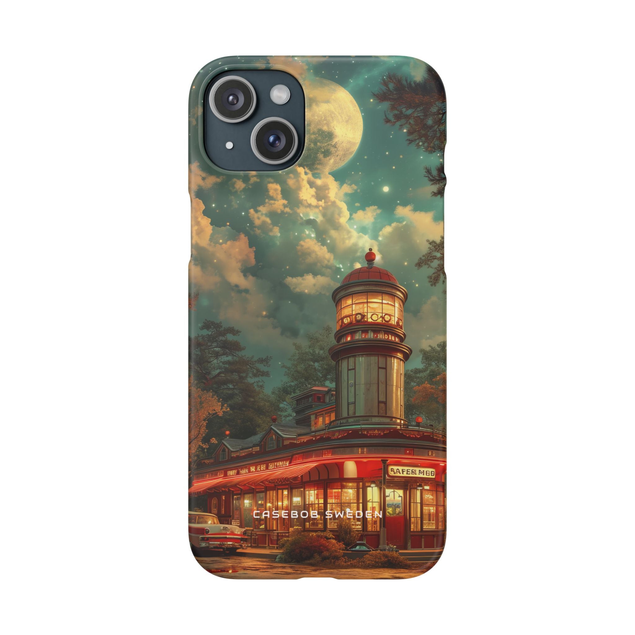 Vintage Moonlit Diner Fantasy iPhone 15 - Slim Phone Case