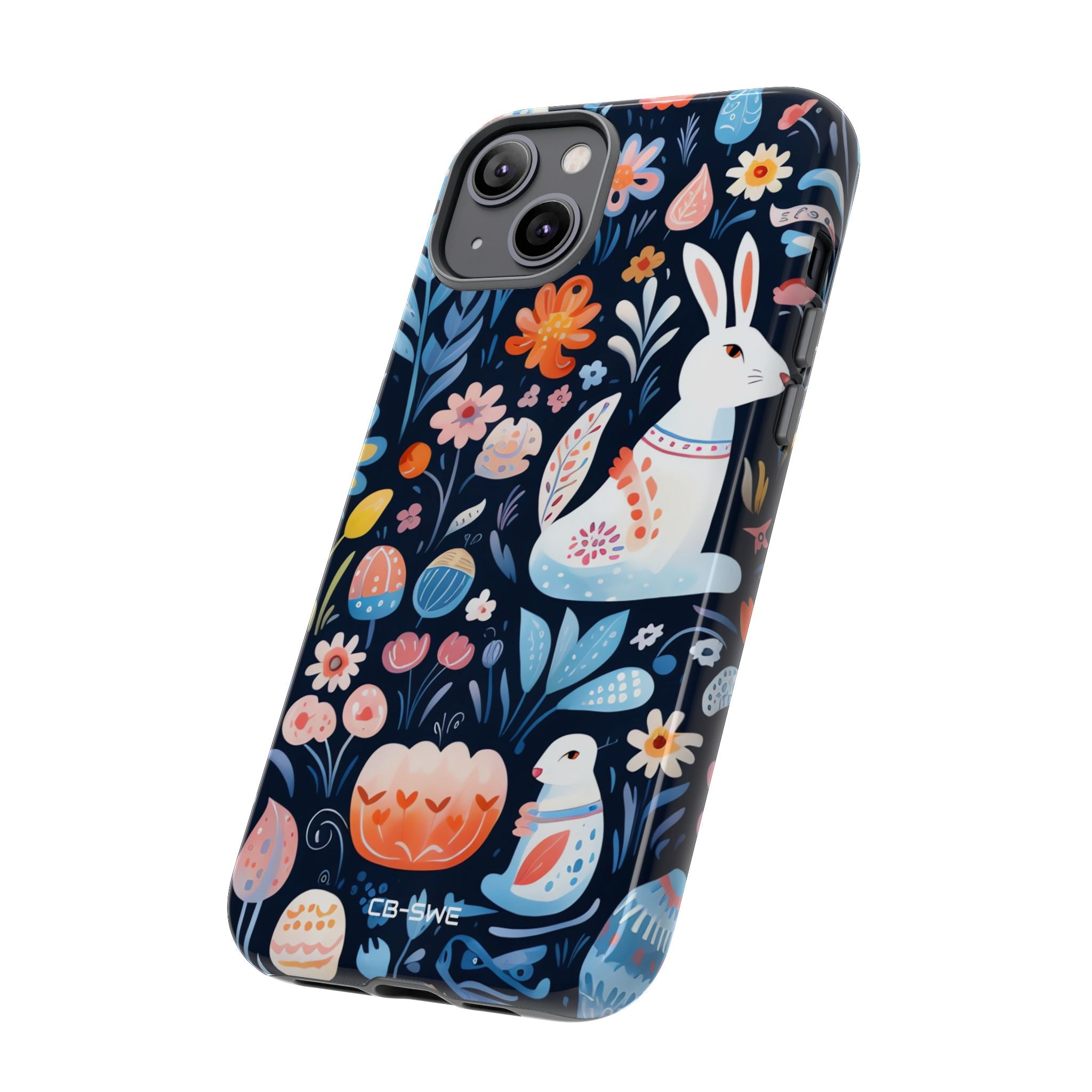 Bunnies Play Among Flowers - iPhone Case
