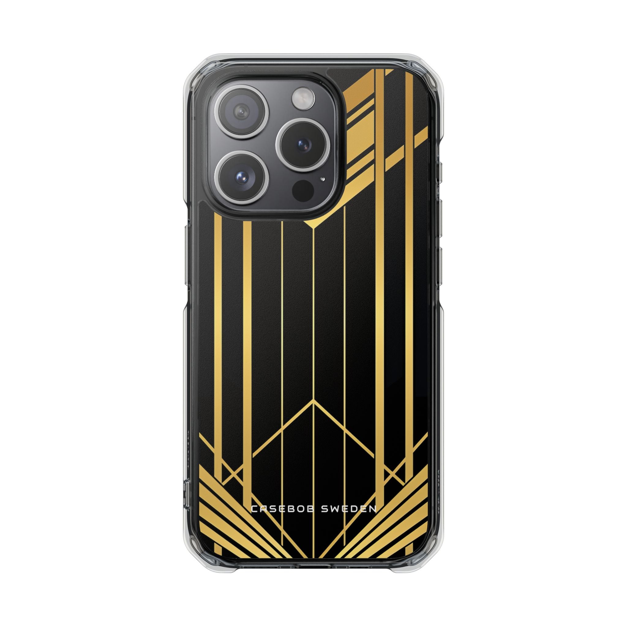 "Golden Art Deco Symmetry in Geometric Elegance" iPhone 15 - Clear Impact Phone Case