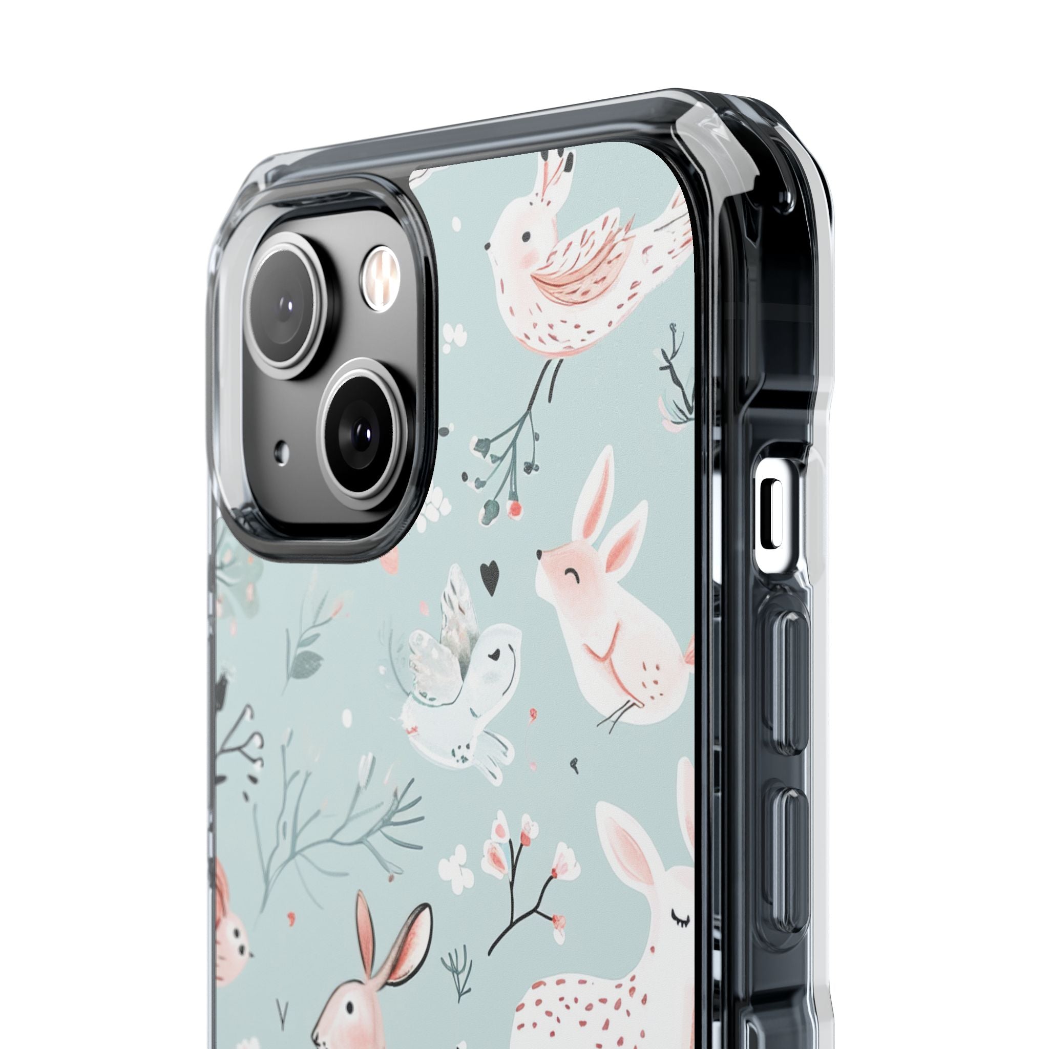 Whimsical Bunny Blossom - Clear Impact iPhone 14 Phone Case