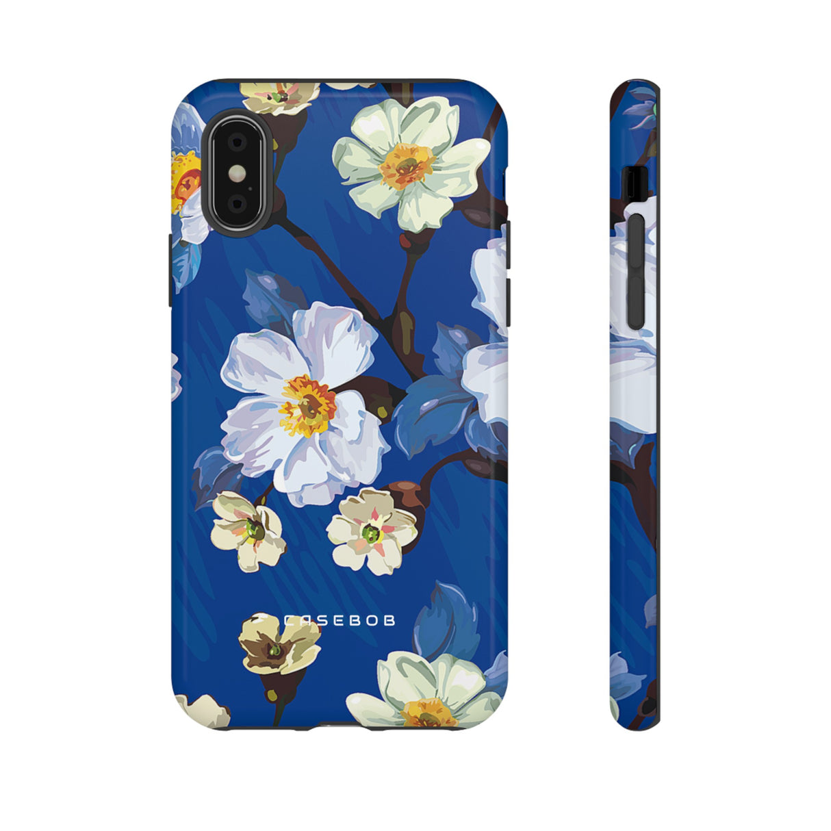 Elegant Flower on Blue iPhone Case | Tough