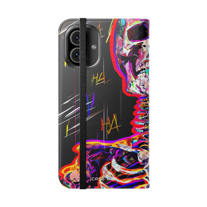 Neon Skeleton Laughter - iPhone 16 Plus Case - Wallet