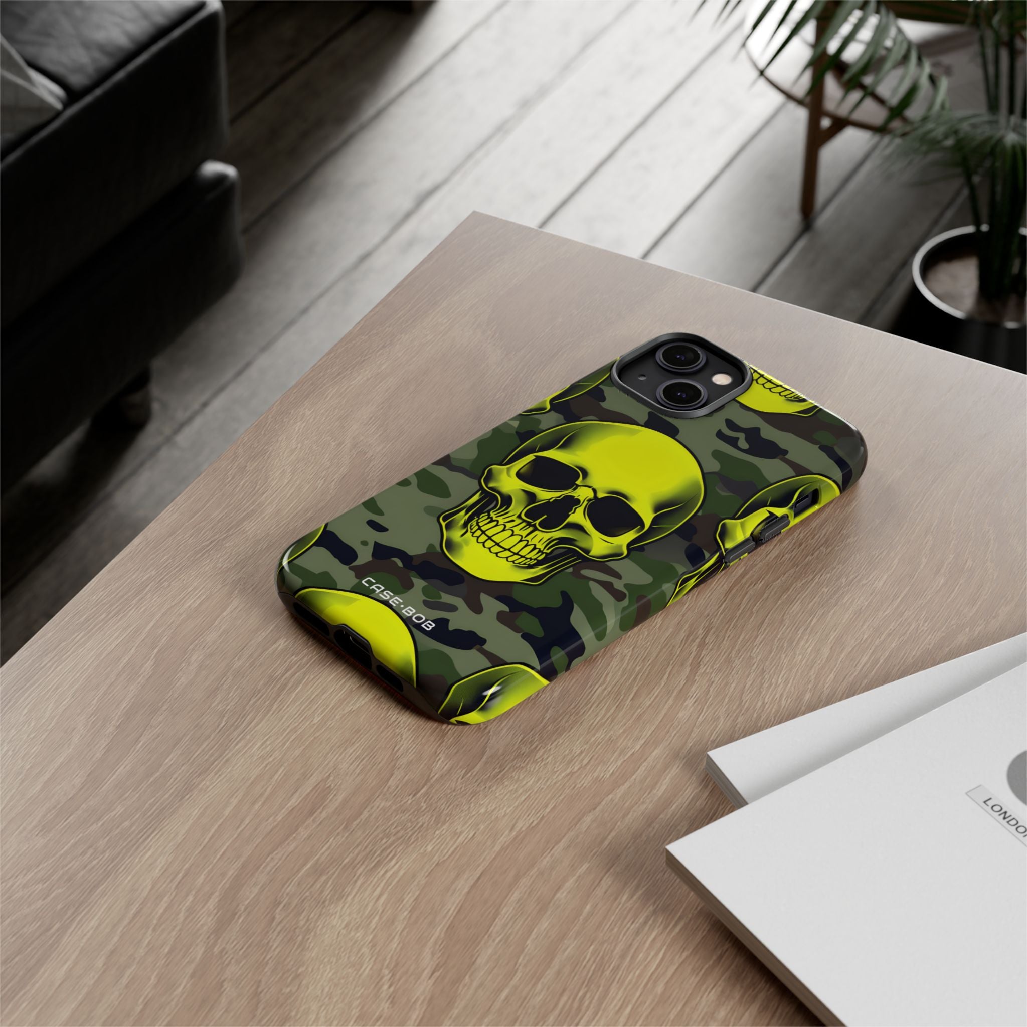 Neon Skull Camo iPhone 14 Plus Case - Tough