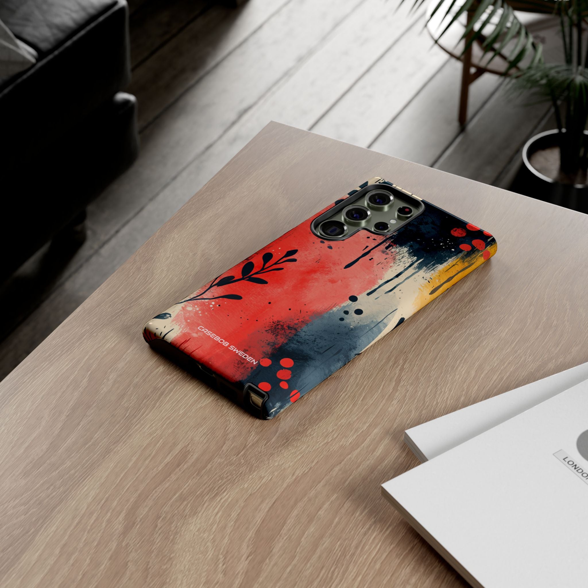 Red Blue Abstract Florals - Tough Samsung S23 Phone Case