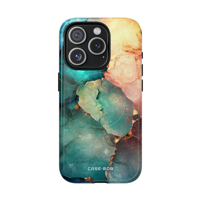 Teal Mosaic Veins iPhone 15 Pro Case - Tough+