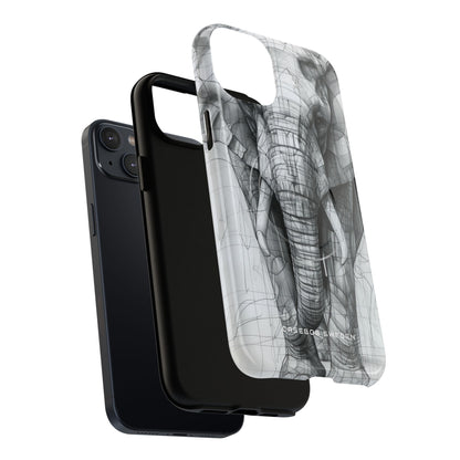 Elephant Line Geometry iPhone 14 | Tough+ Phone Case