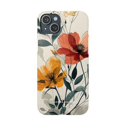 Elegant Floral Harmony iPhone 15 - Slim Phone Case