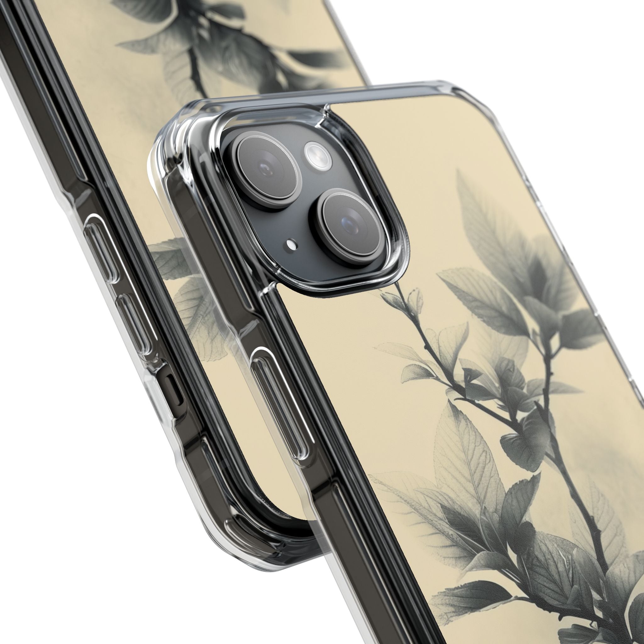 Beige Branch Art - Clear Impact iPhone 15 Phone Case