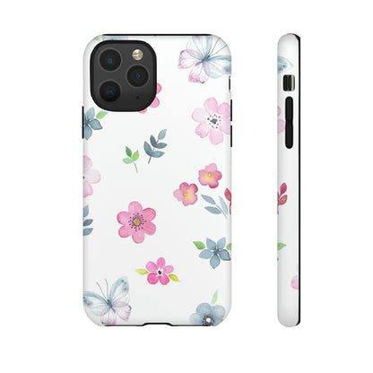 Vintage flowers and butterflies iPhone case - Protective Phone Case