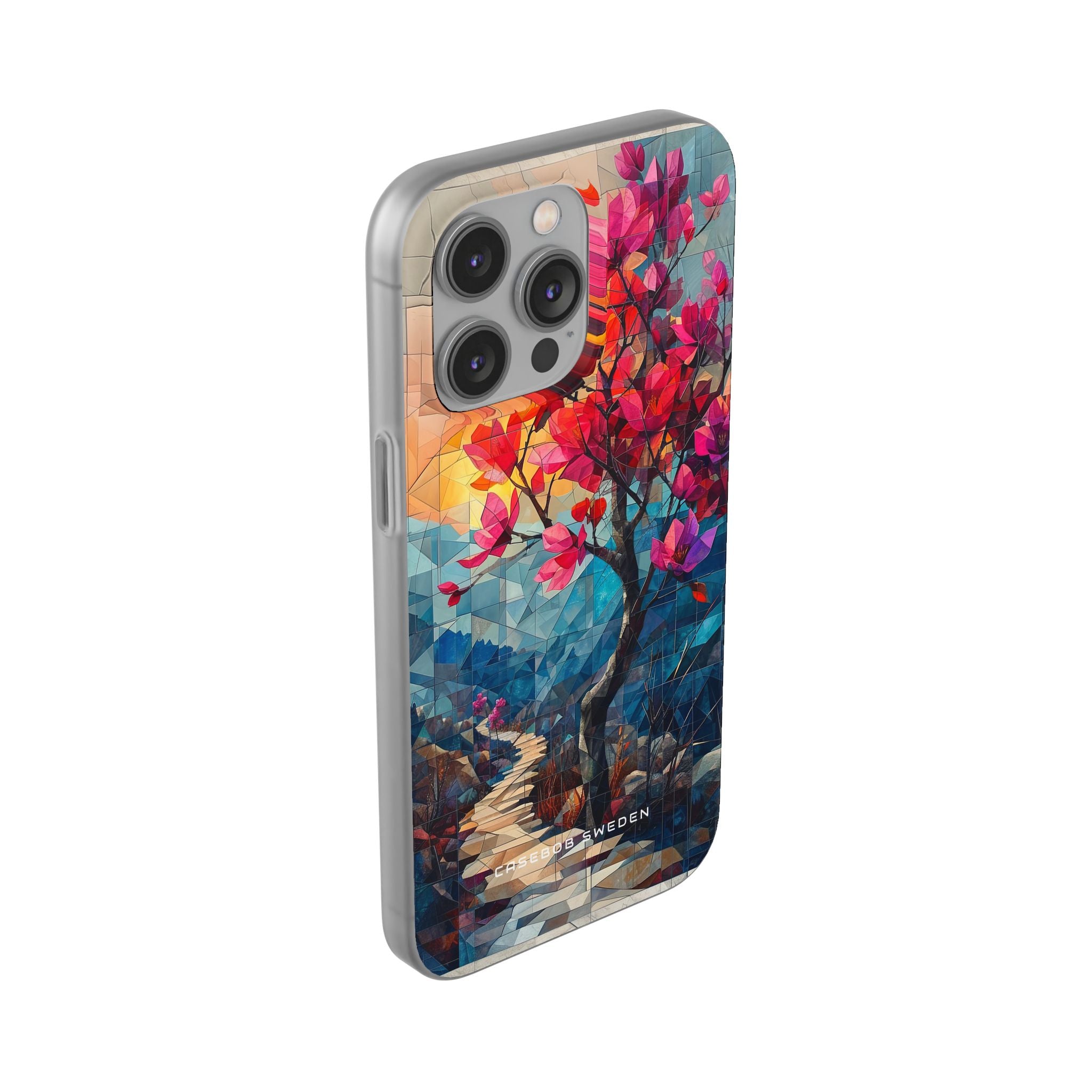 Vibrant Geometric Tree Landscape iPhone 14 - Flexi Phone Case