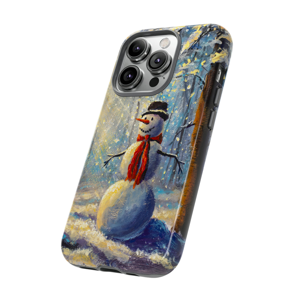 Oil painting - Happy Snowman - Protective Phone Case