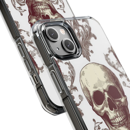 Gothic Skulls and Ornate Foliage iPhone 14 - Clear Impact Phone Case