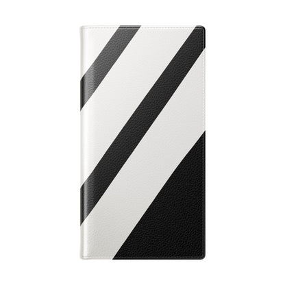 Diagonal Stripes ZwartWit - Samsung S23 Ultra Case - Portemonnee