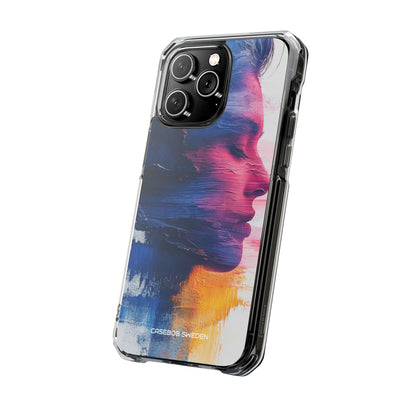 Blue Magenta Portrait - Clear Impact iPhone 14 Phone Case