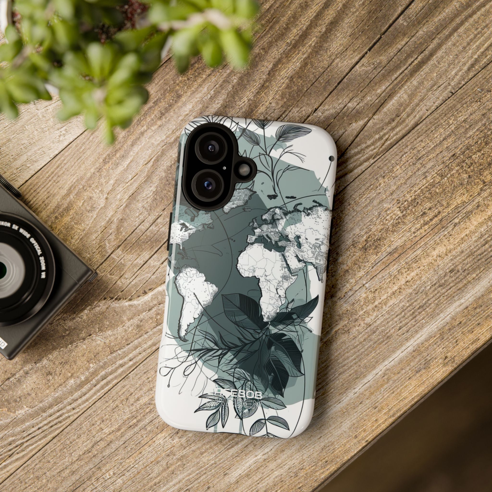 Botanische Weltkarte iPhone 16 - Robust