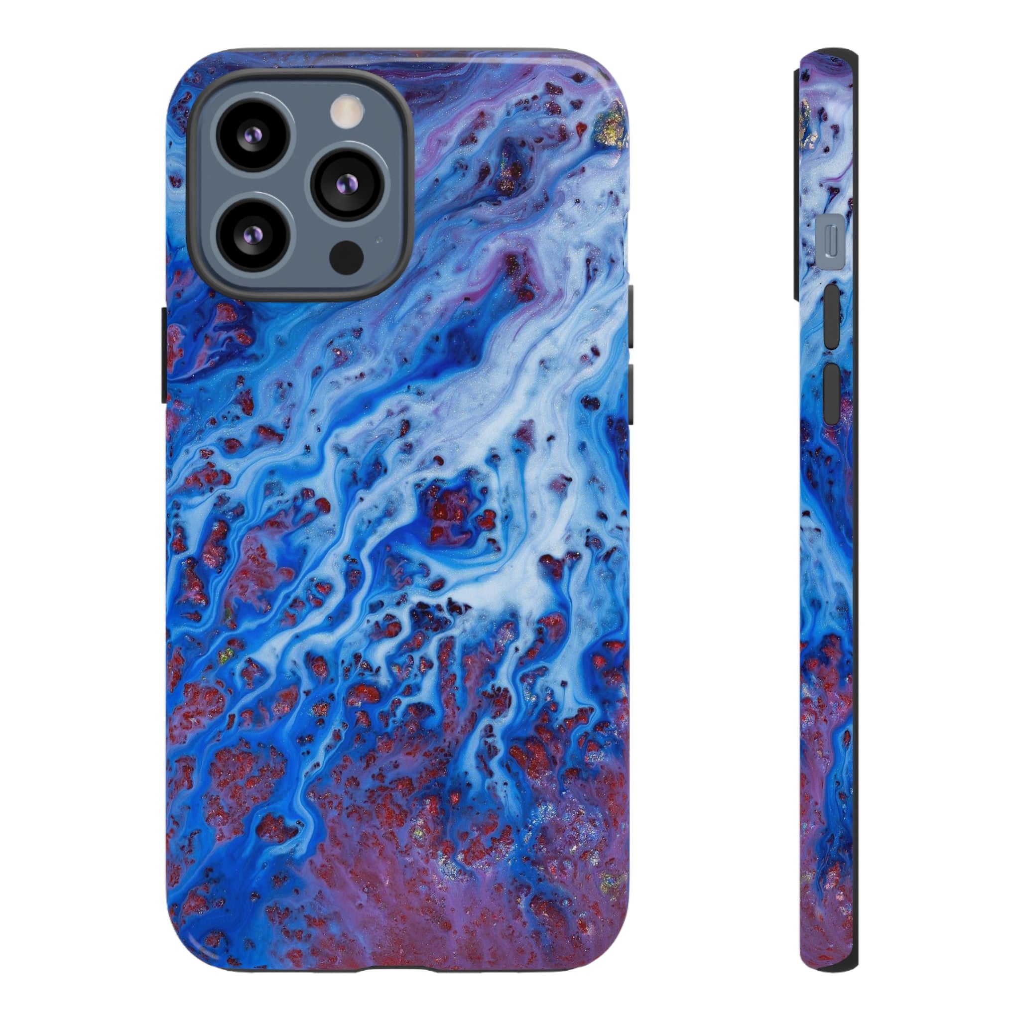 Ice Blue River Ink Art iPhone Case (Protective) iPhone 13 Pro Max Glossy Phone Case