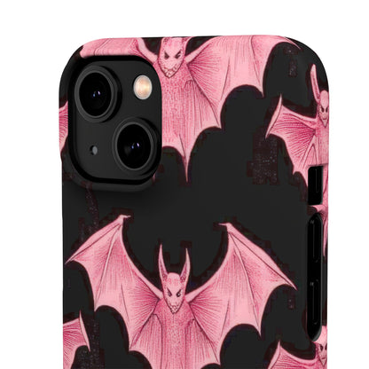 Gothic Pink Bats Aflame iPhone 14 - Slim Phone Case