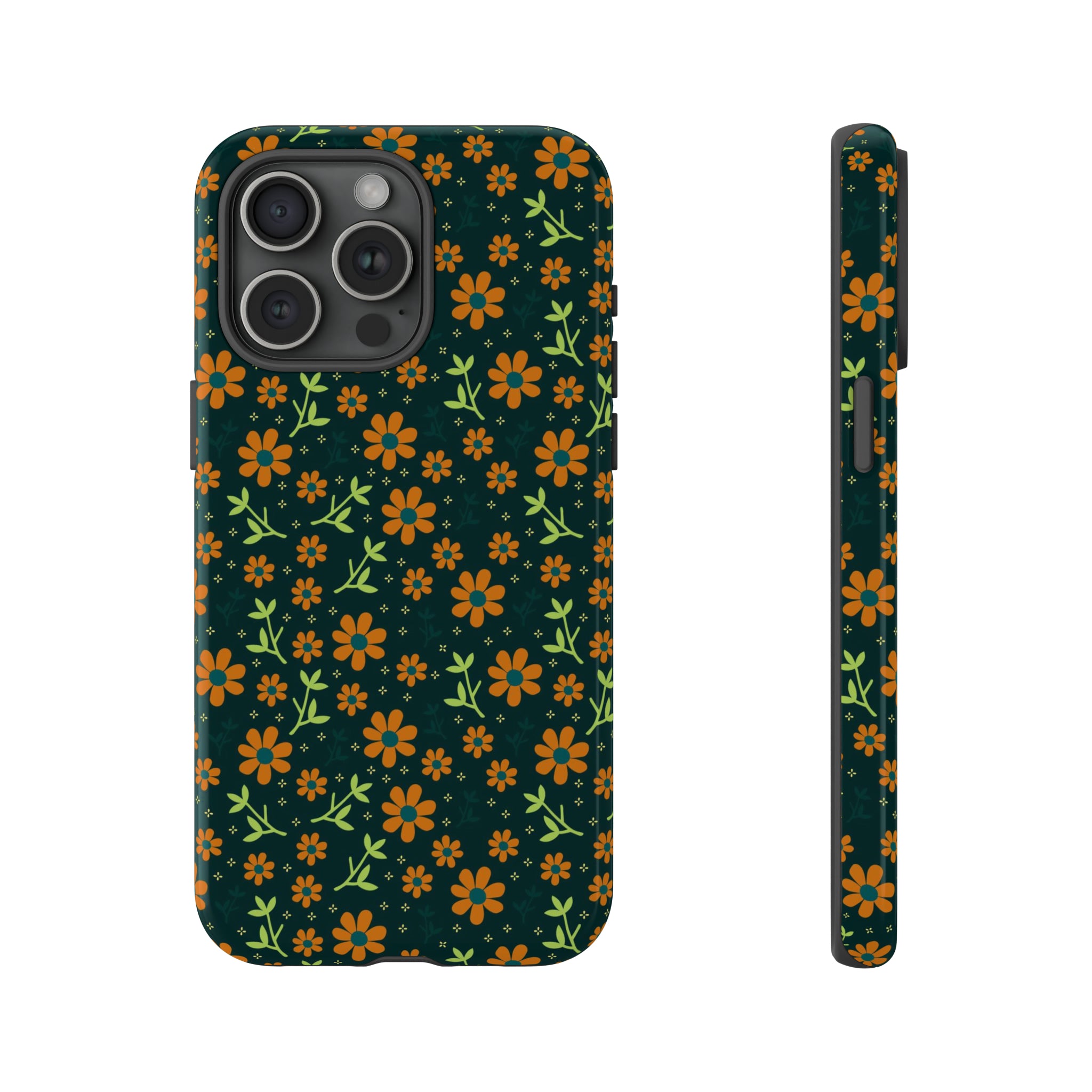 Green Flower Pattern - Protective Phone Case