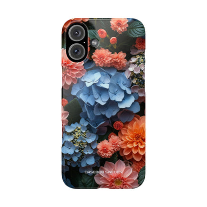 Blue Floral Bliss - Slim iPhone 16 Phone Case