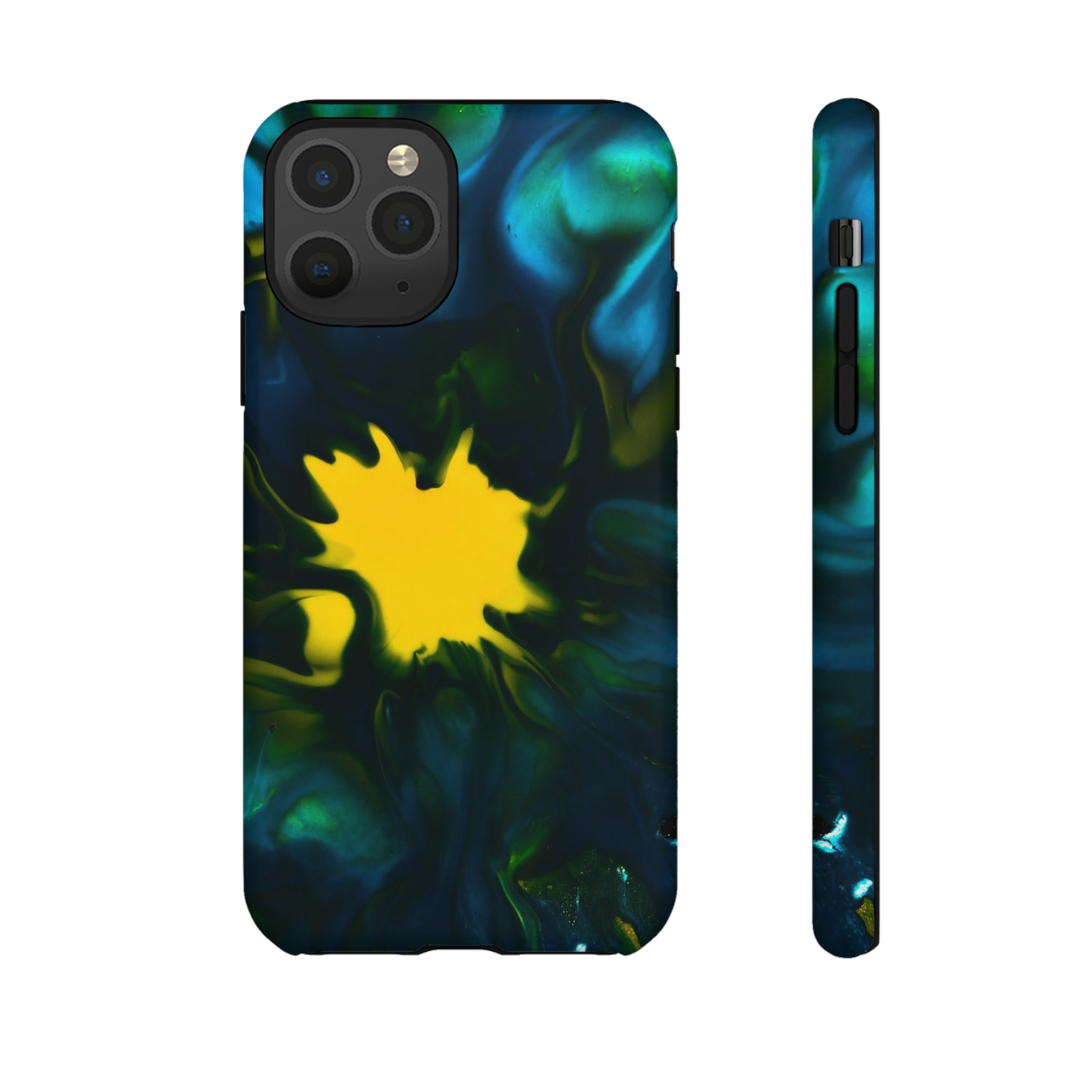 Yellow Spot Ink Art - Protective Phone Case