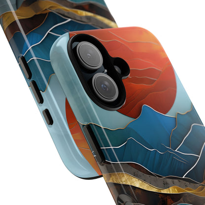 Sunset Geometry Waves - iPhone Case