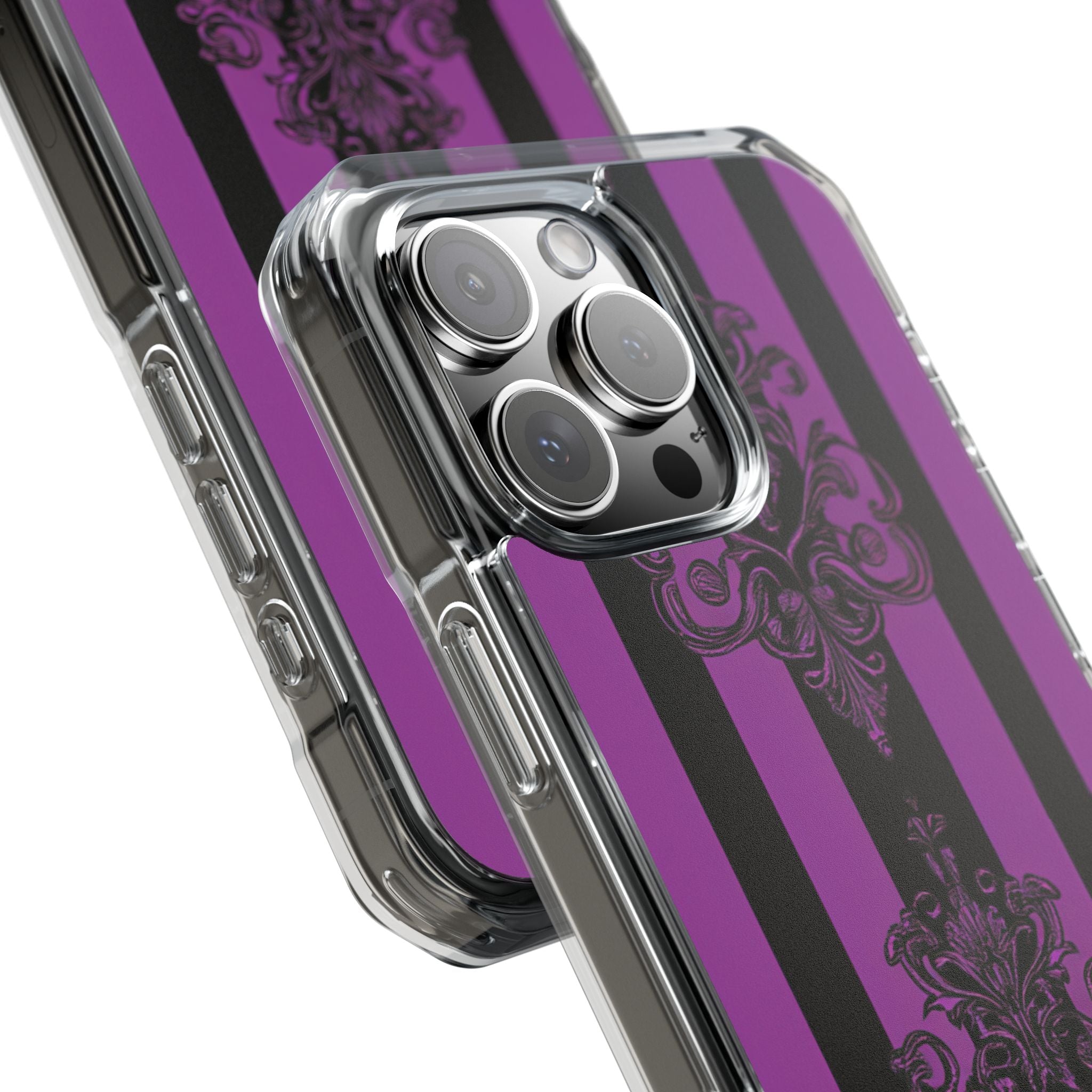 Gothic Elegance with Vertical Stripes and Ornamental Motifs iPhone 16 - Clear Impact Phone Case