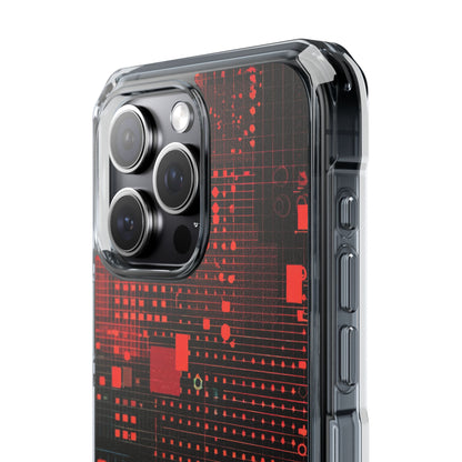 Crimson Circuit Grid iPhone 15 - Impact Clear+