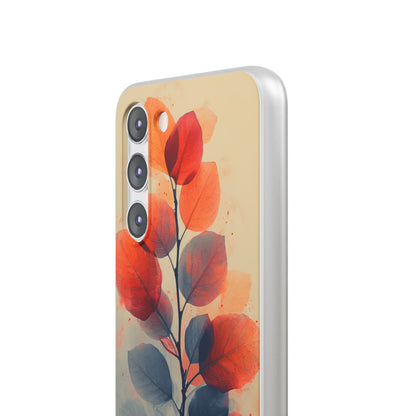 Orange Gray Leaves - Flexi Samsung S23 Phone Case